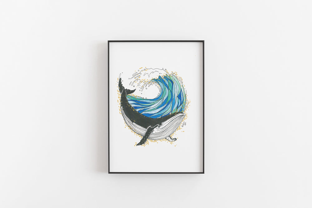 Whale Wave Print