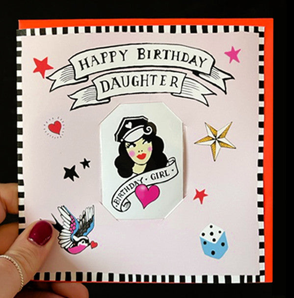 Happy Birthday Daughter Card - Tattoo Transfers