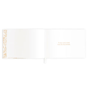 Wedding Guest Book Boxed White with Gold Foil