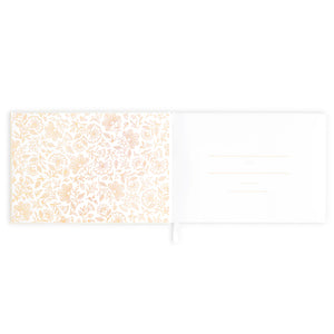 Wedding Guest Book Boxed White with Gold Foil