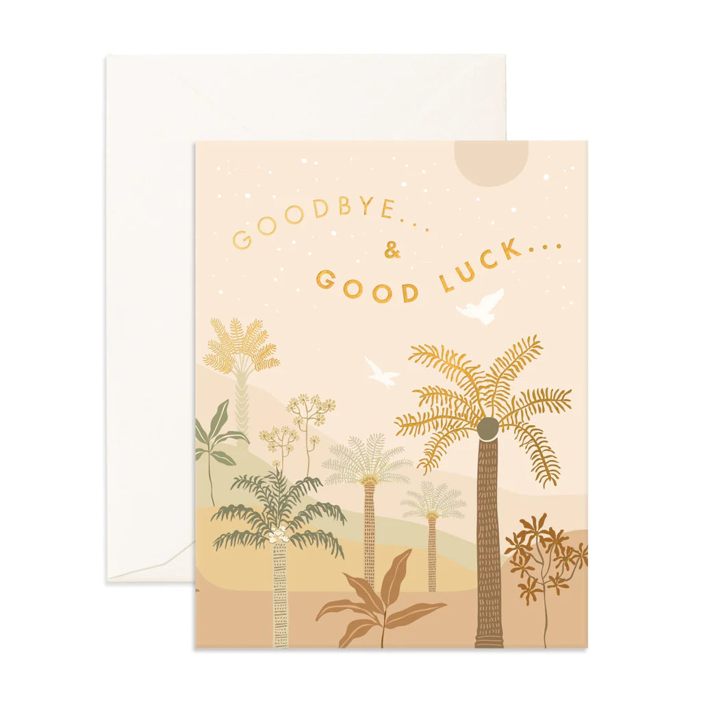 Goodbye Goodluck Palms Greeting Card