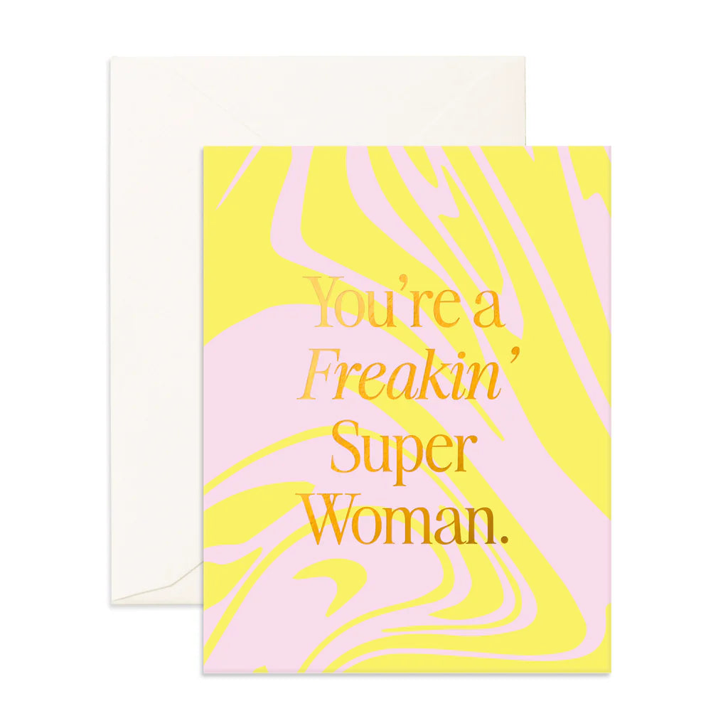 Freakin&#39; Superwoman Acid Wash Greeting Card