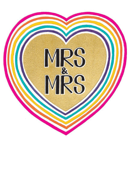 Rainbow Heart Mrs &amp; Mrs Card