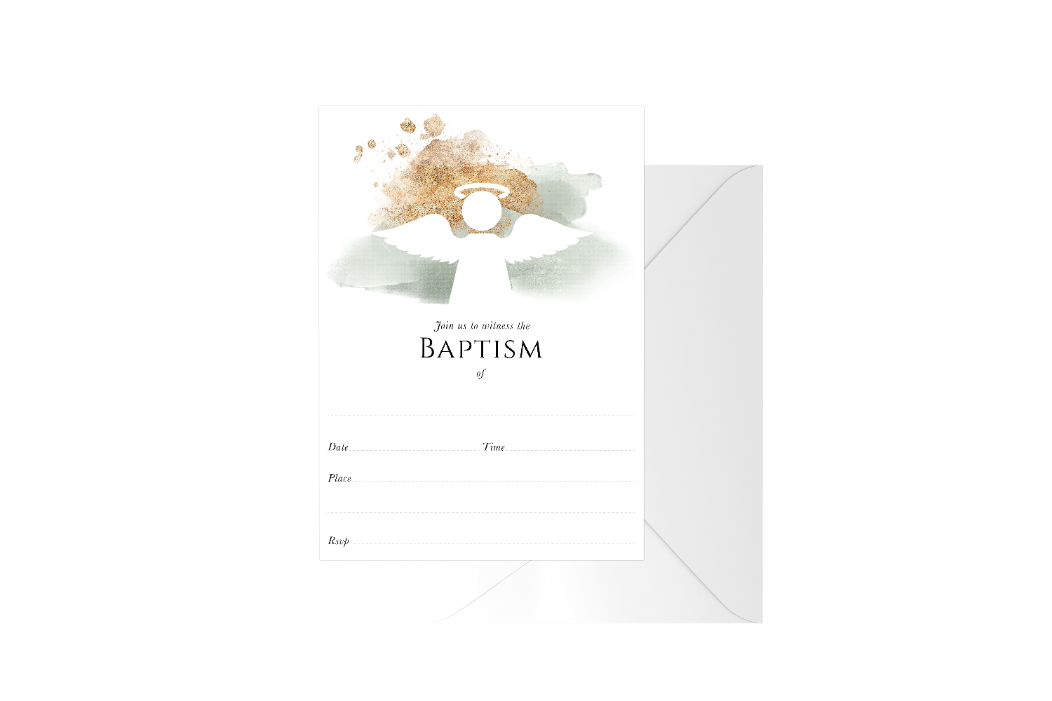 Gold Spray Watercolour Angel Fill In Baptism