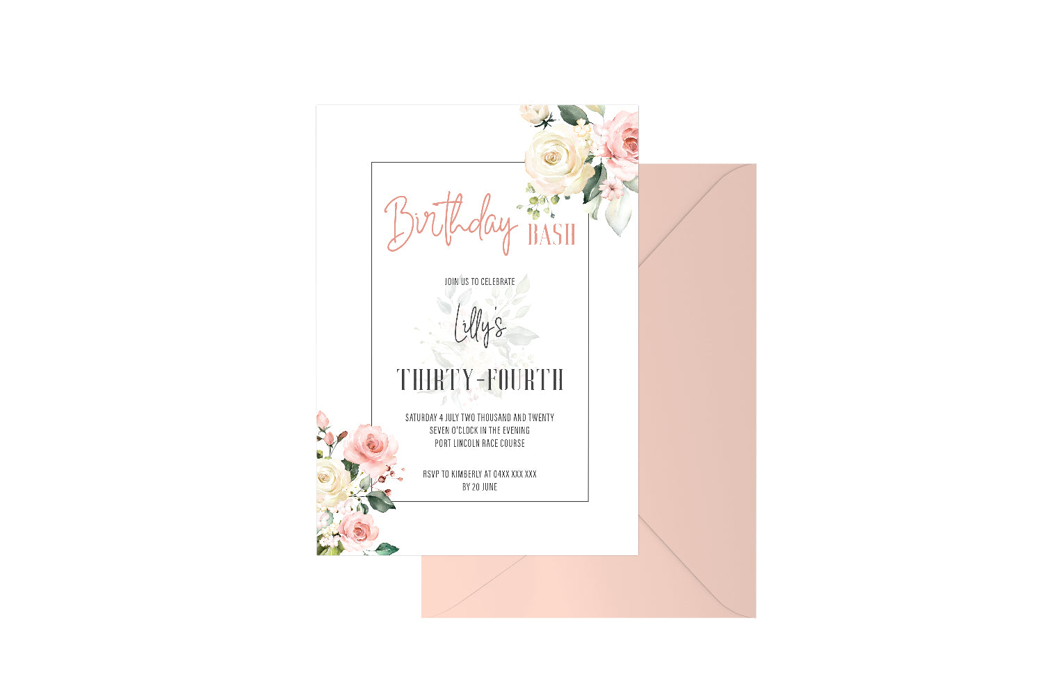 Birthday Bash Geo Floral Customised Invitation