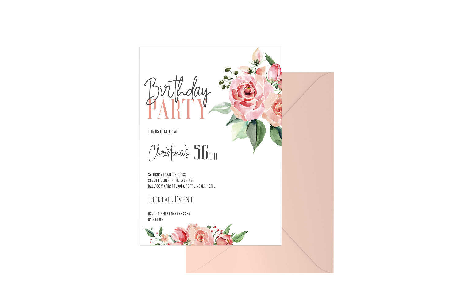 Birthday Party Floral Customised Invitation