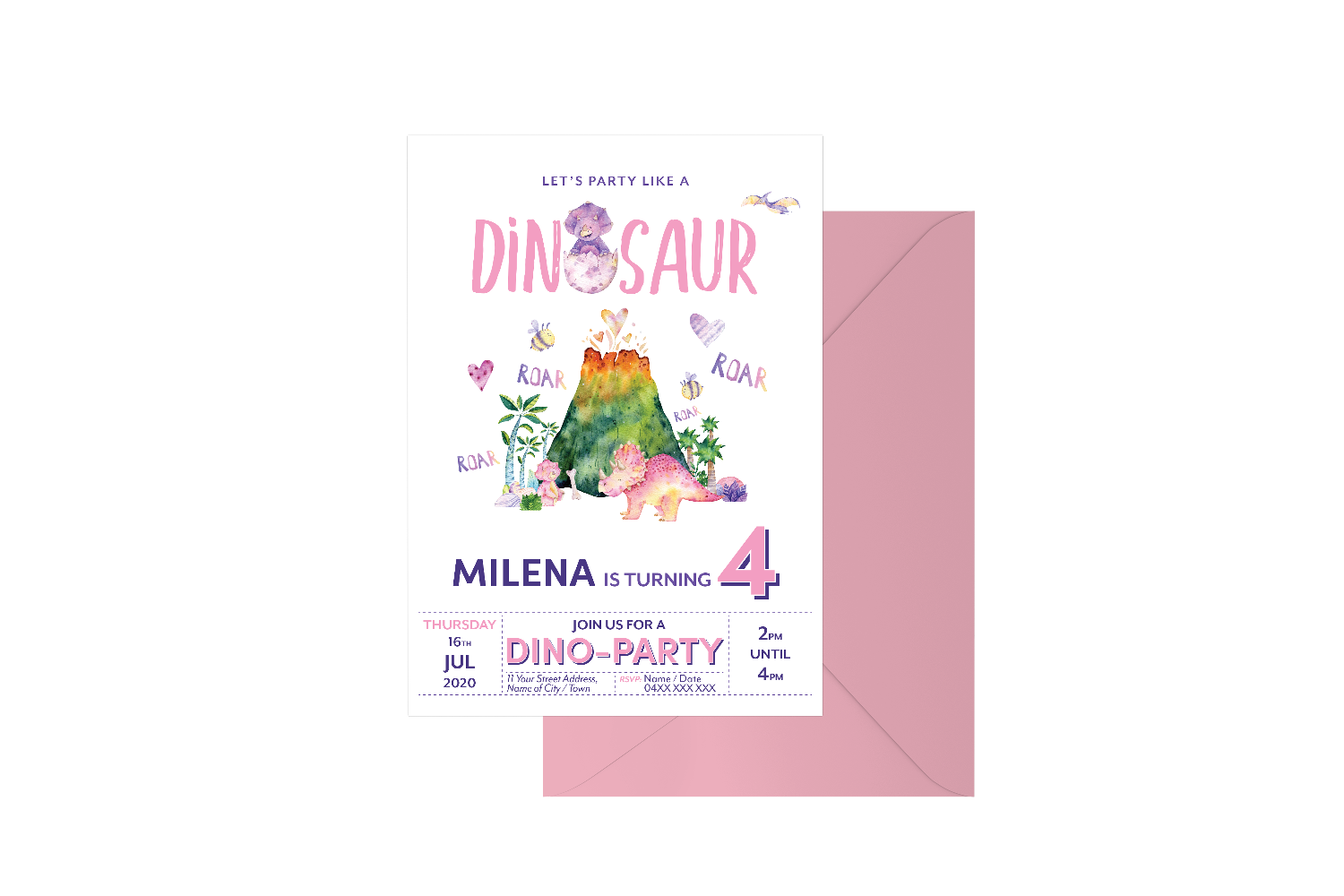 Party Like A Dinosaur Customised Birthday Girl