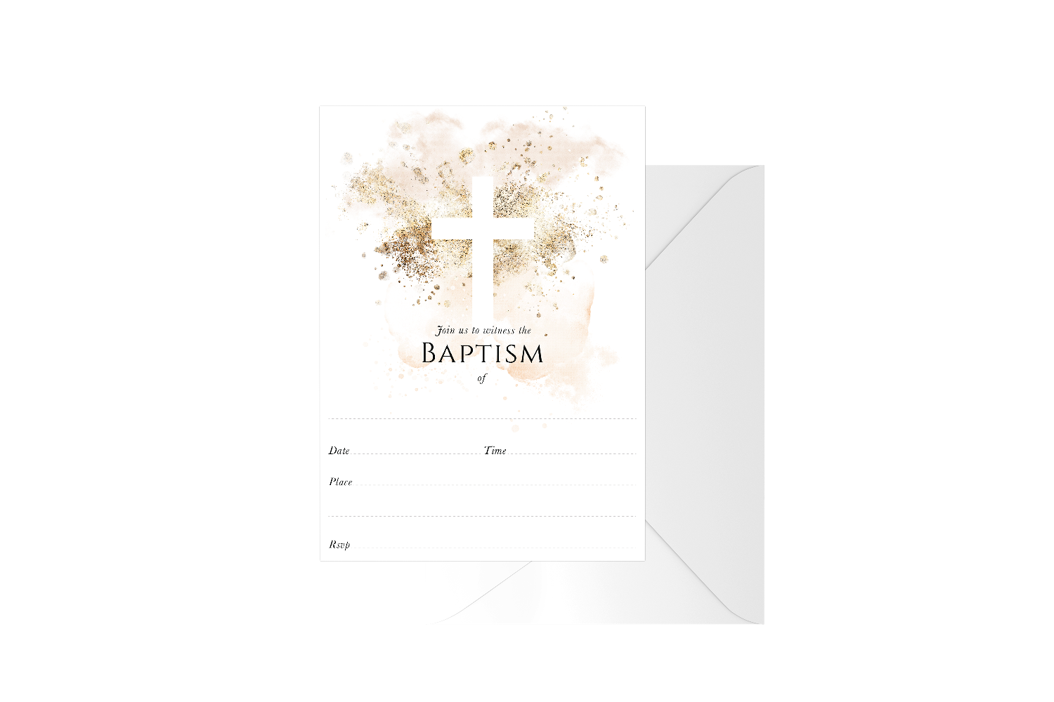 Gold Spray Watercolour Cross Fill In Baptism